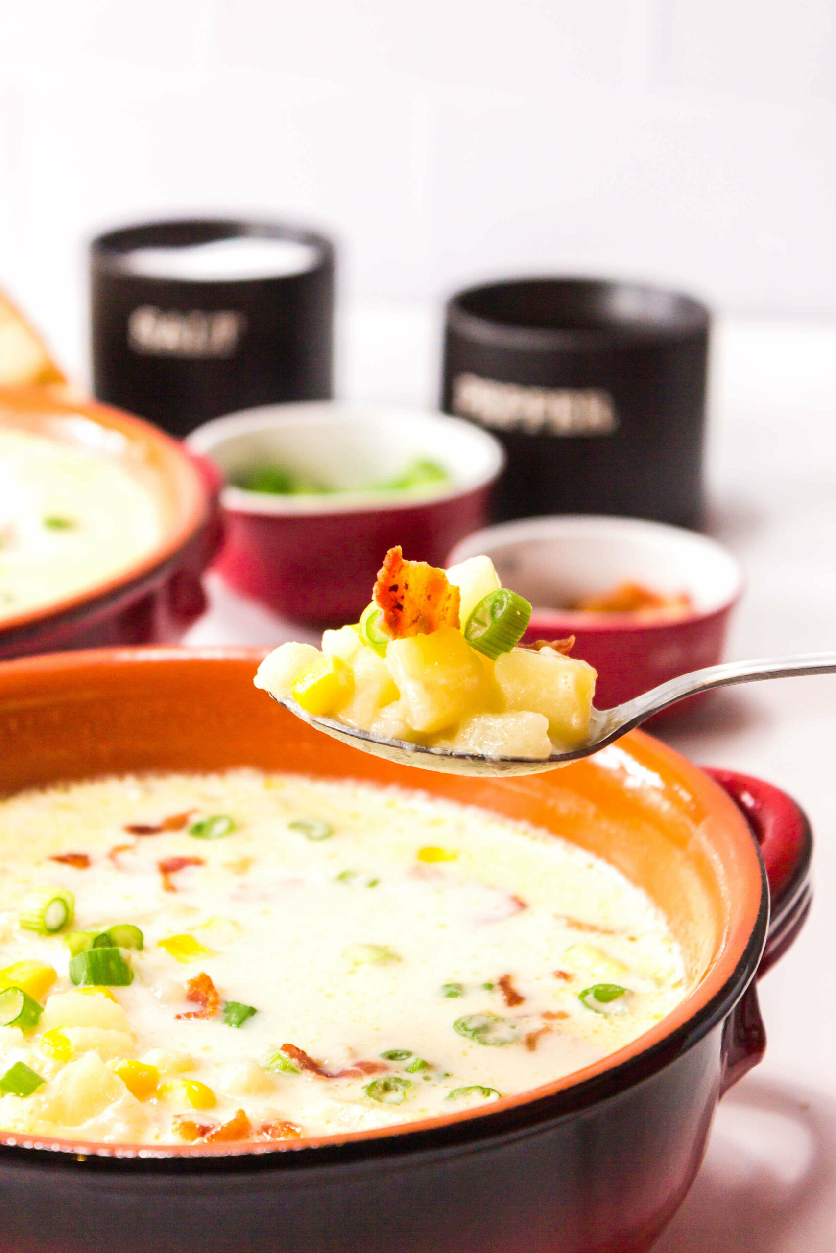 A heaping spoon of the chowder.