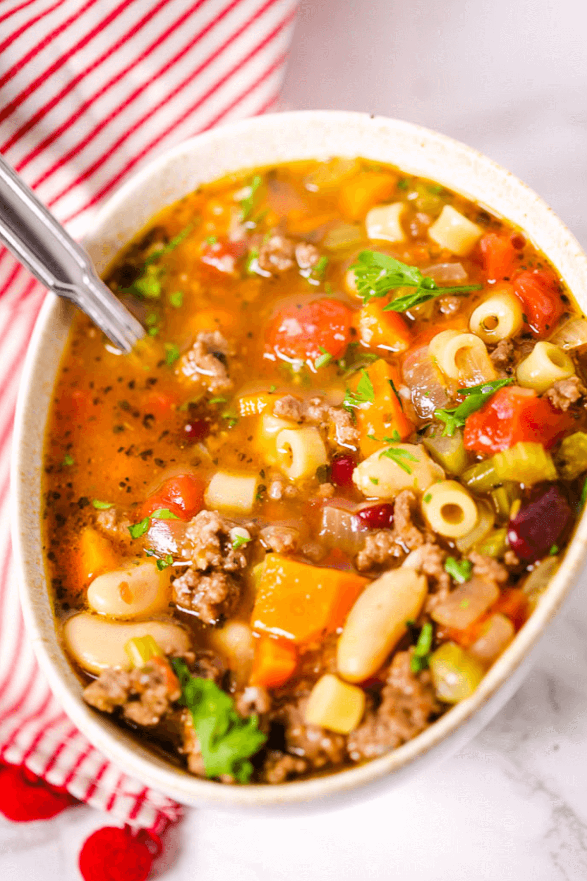 A bowl of the classic Italian soup.
