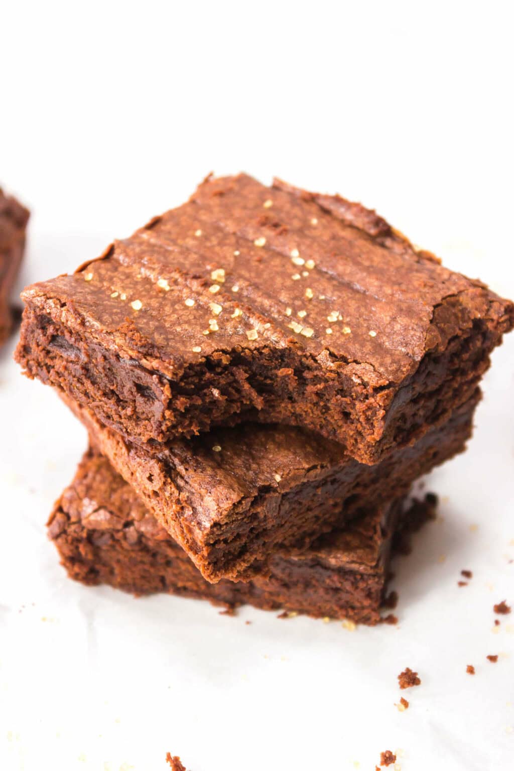 Triple Chocolate Brownies with a bite out of it.