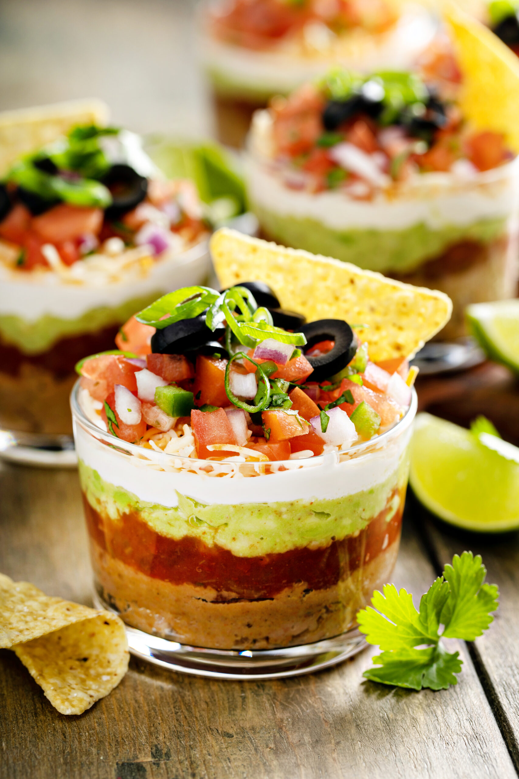 A serving of five layer dip.