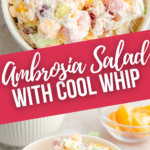The ambrosia salad with cool whip in two different views.