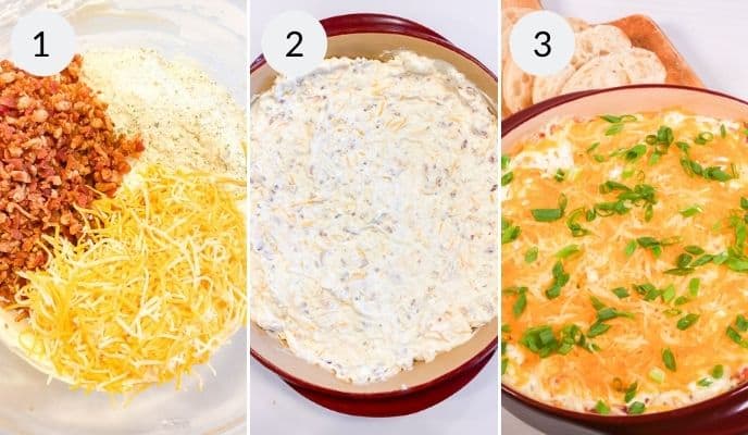 A colorful collage of  images making the  cowboy crack dip.