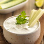 Celery in the chunky blue cheese sauce.