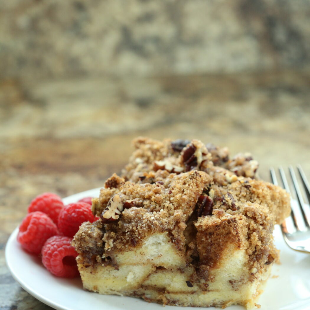 Cinnamon Roll French Toast Bake with Streusel Topping