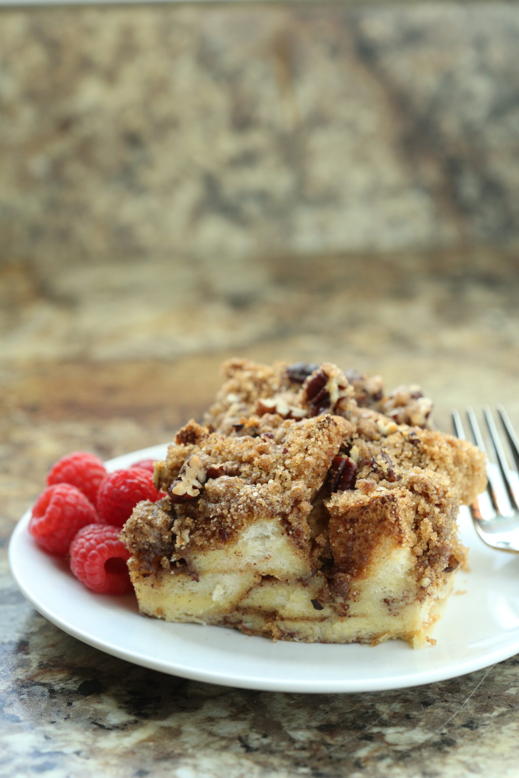 Cinnamon Roll French Toast Bake with Streusel.