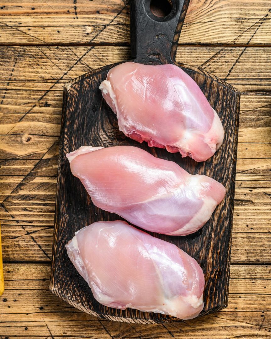 Boneless chicken thighs for the dish.