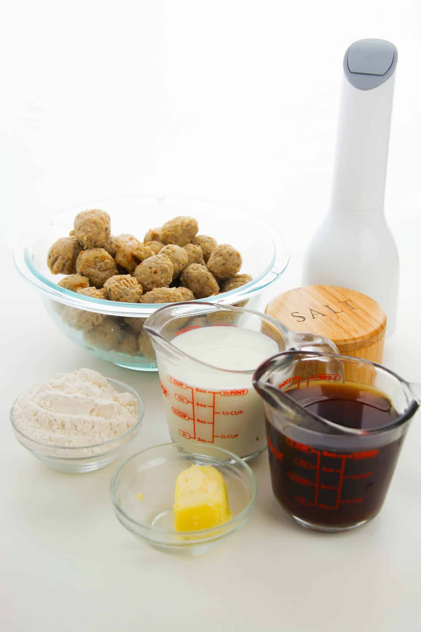 Frozen meat, broth, milk and seasoning.