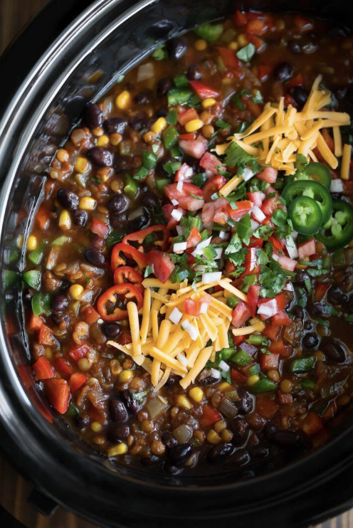 delicious slow cooker vegetarian taco chili