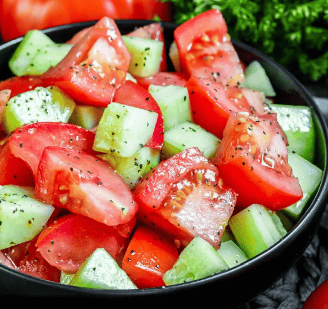 delicious cucumber and tomato salad