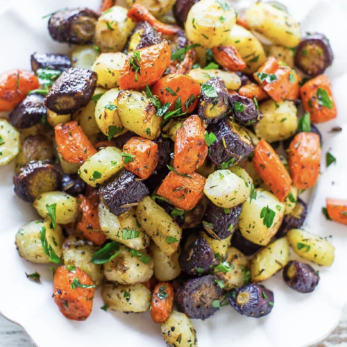 delicious herb roasted tri-color carrots