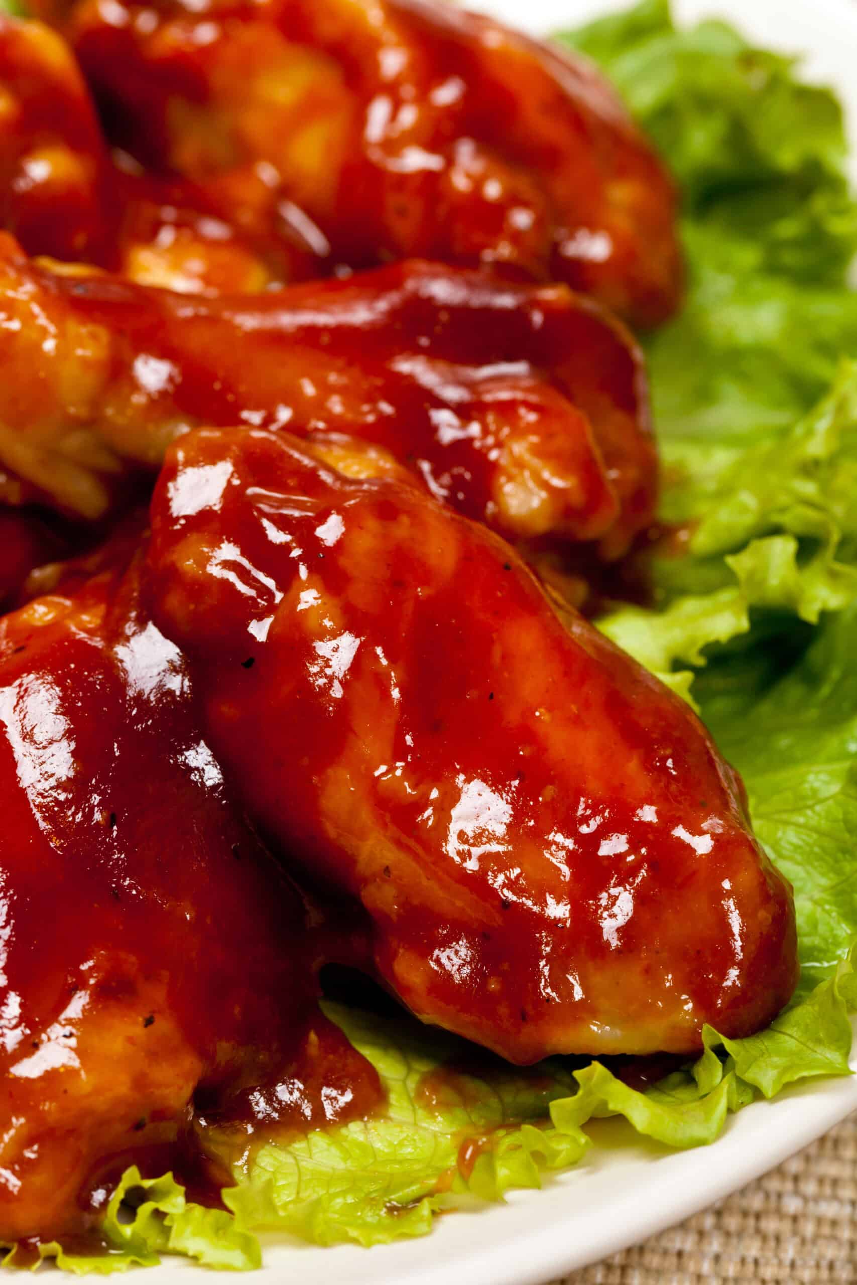 Glistening sauce on the meat.