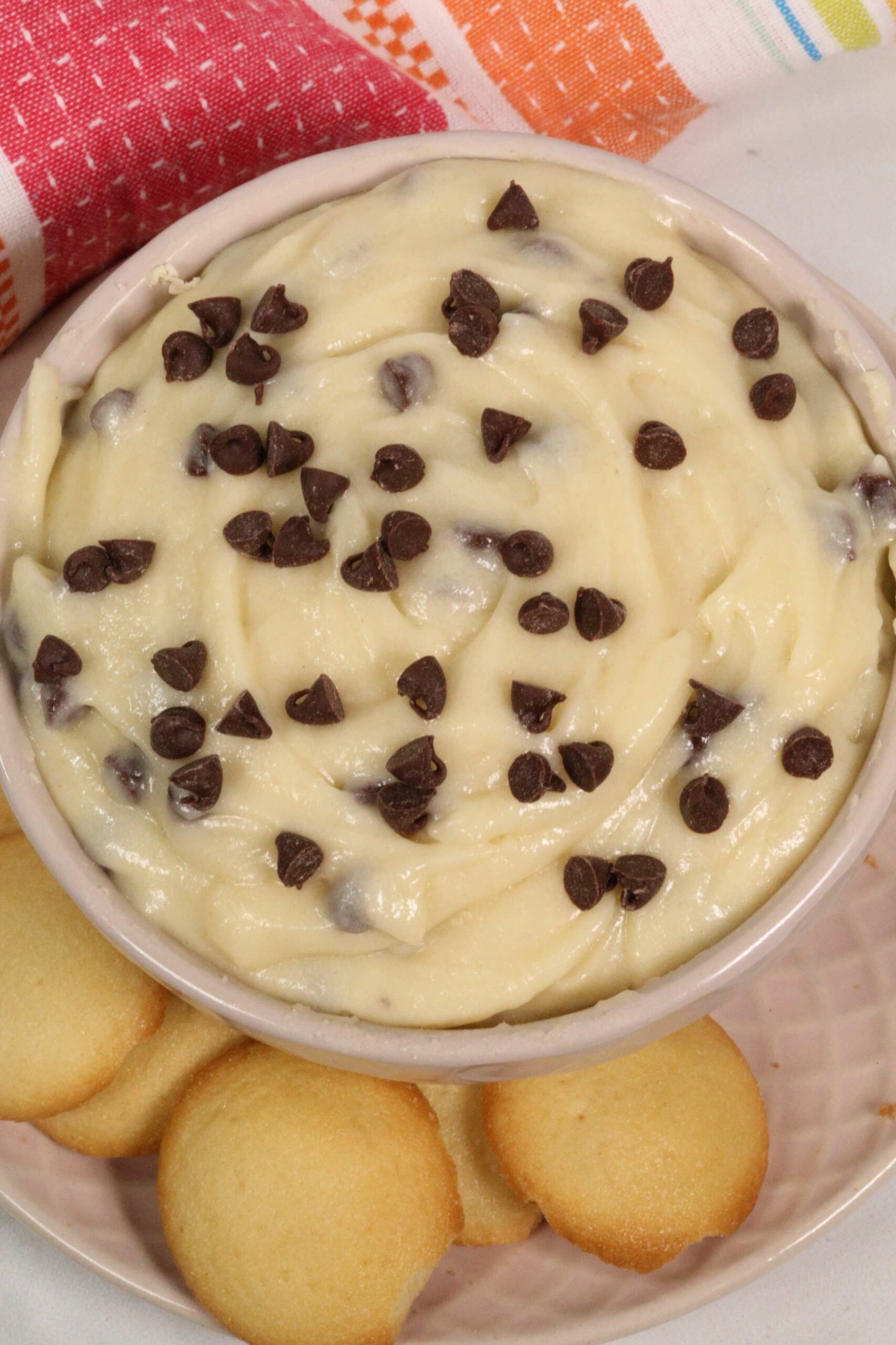 A top shot of the chocolate chip dip.