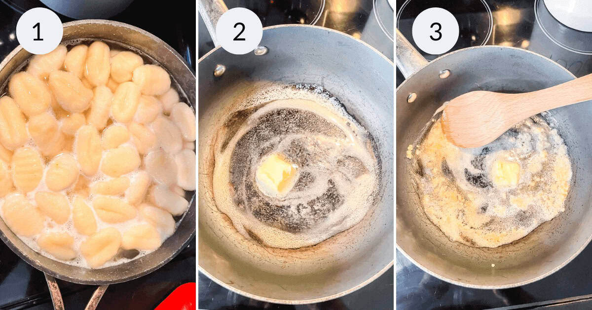 Preparing the potato gnocchi.