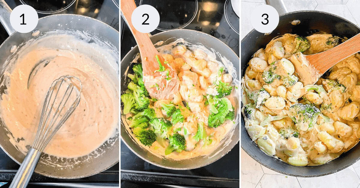 Combining all the ingredients and finishing the dish.