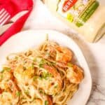 The sauce laying next to the finished dish.