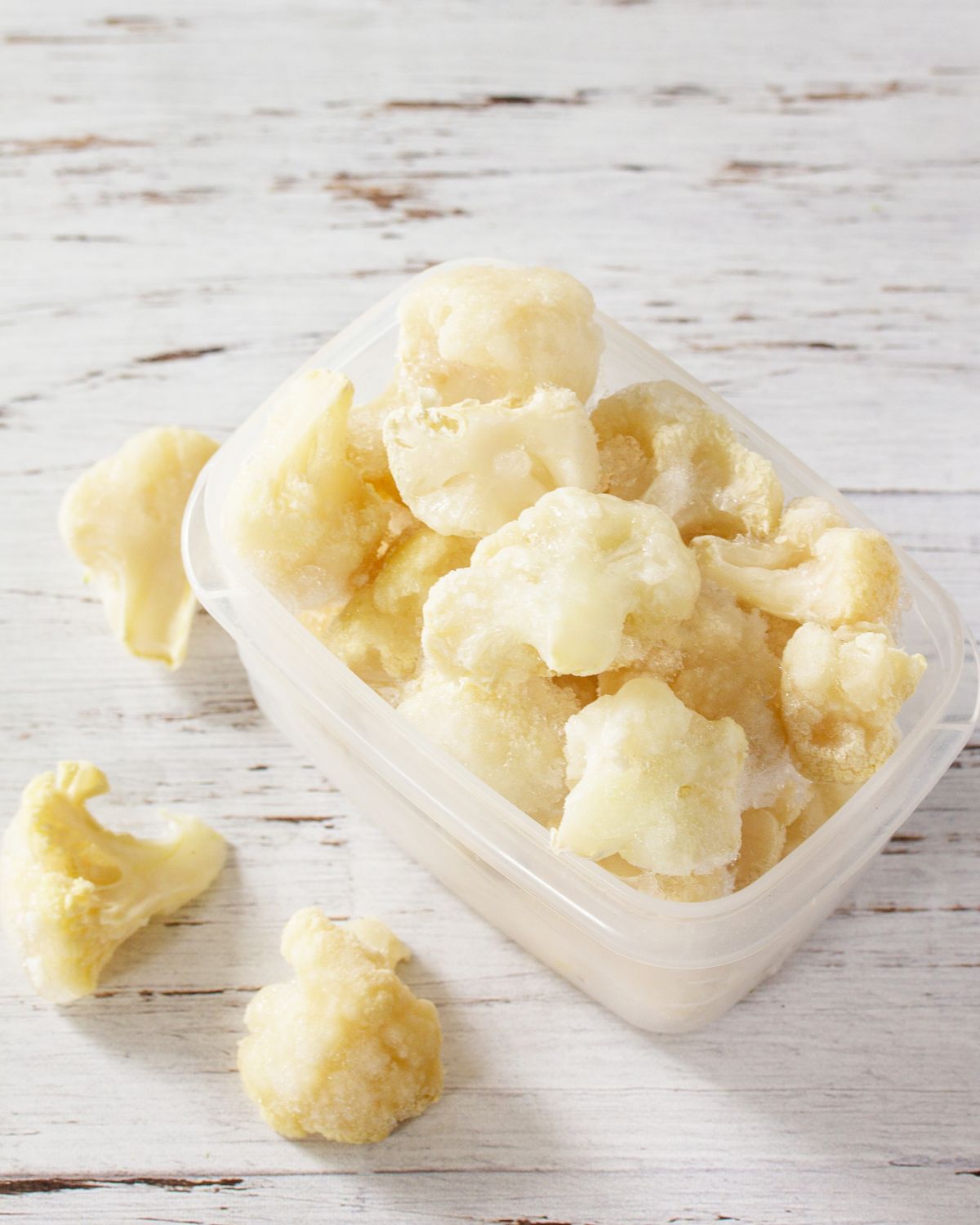 A container of cauliflower.