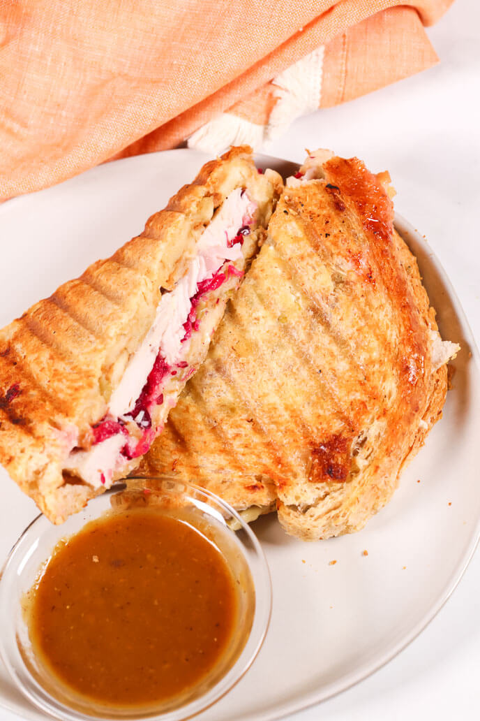 Leftover-Turkey-panini sandwich.