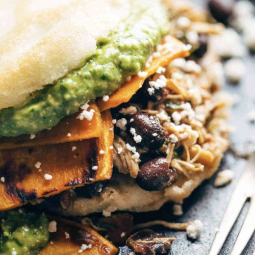 Delicious Arepas with Carnitas and Sweet Potato