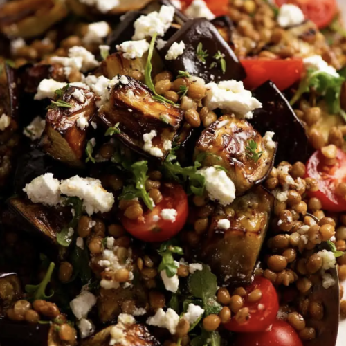 Delicious Lentil and Roasted Eggplant Salad