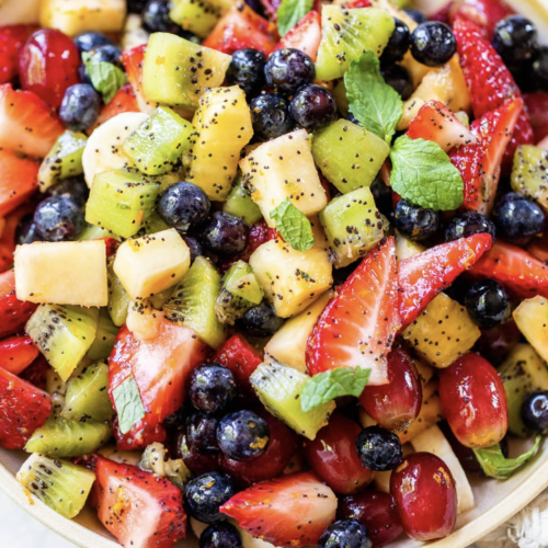 Delicious fruit salad with honey