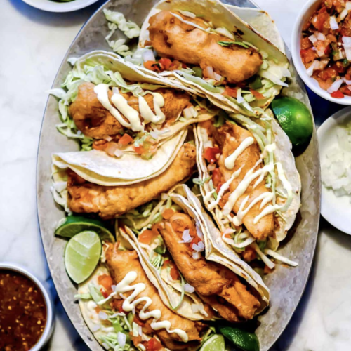 Delicious and savory baja fish tacos