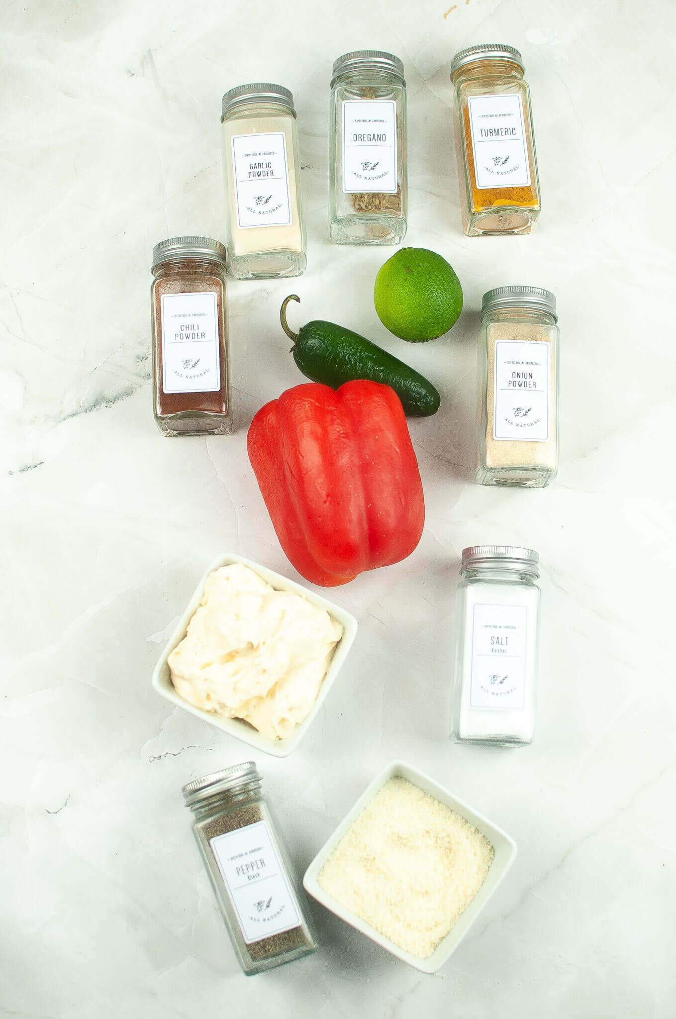 Peppers, seasonings and ingredients to create this sauce.