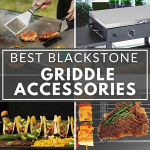 A collection of accessories for a Blackstone griddle.