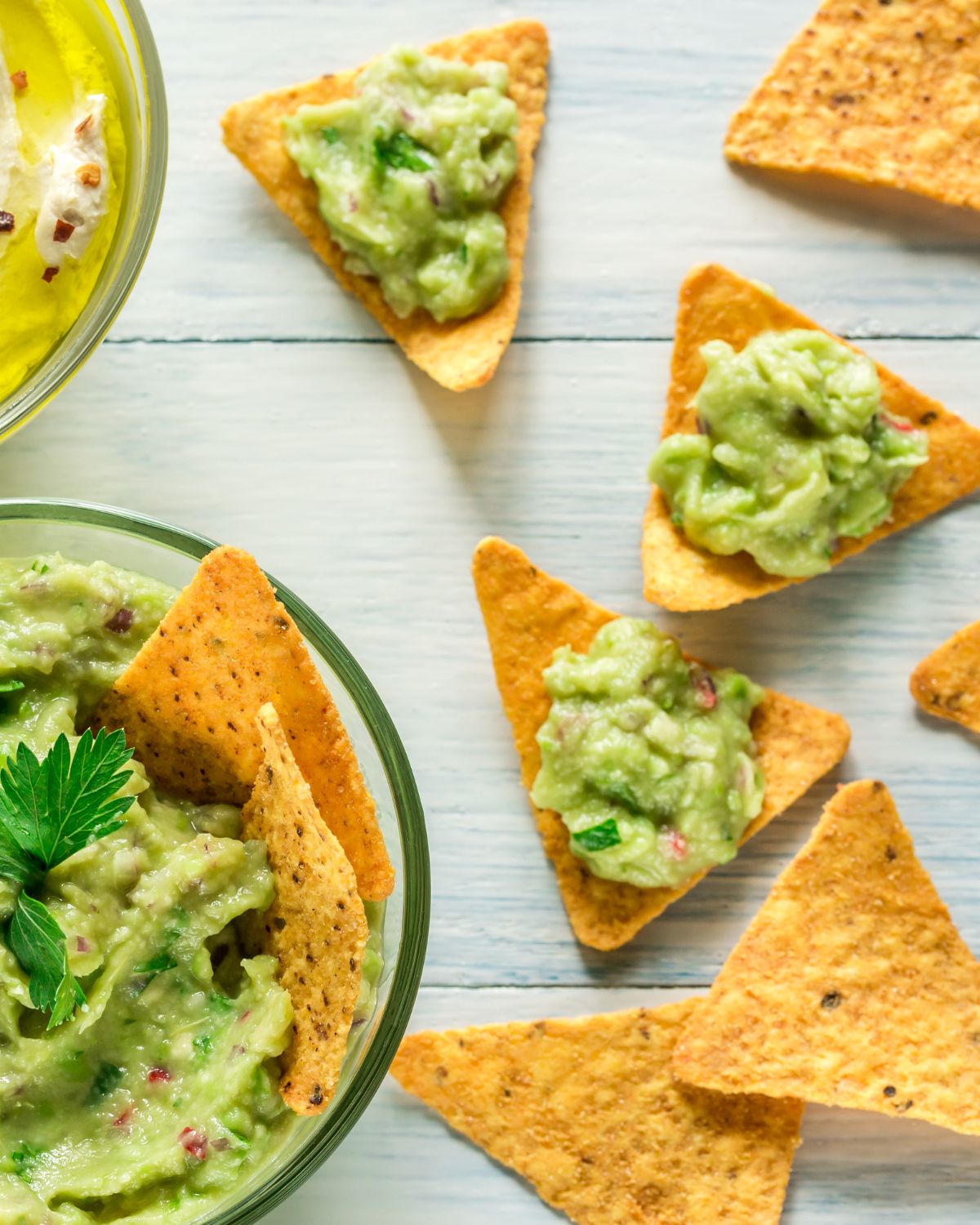 Tortilla chips with dip.