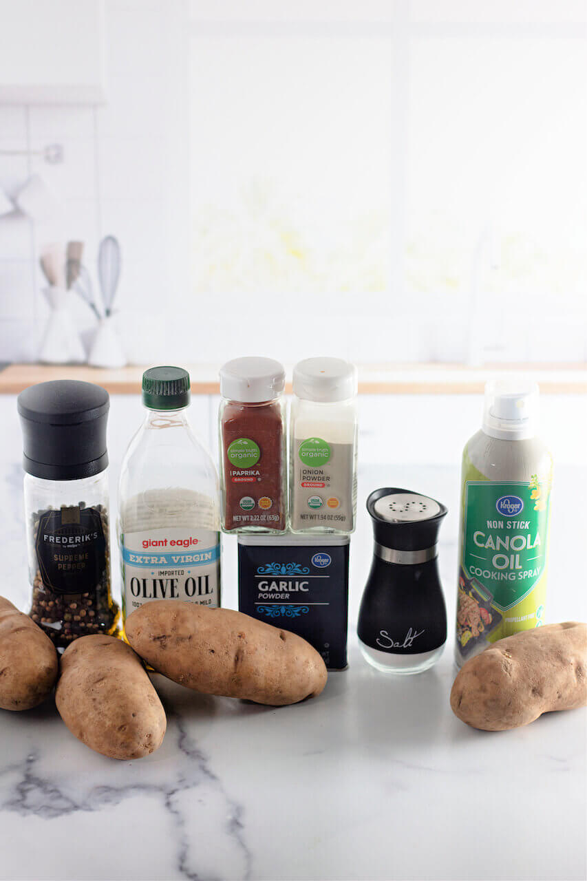 Potatoes, seasonings and cooking spray for crispy breakfast potatoes.