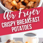 a close up on the air fryer potatoes.