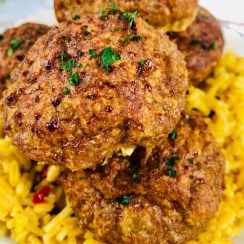 A close up on the taco stuffed meatballs.