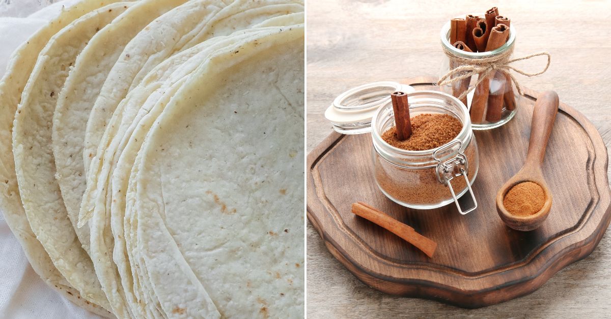 Tortillas and cinnamon sugar for the chips.