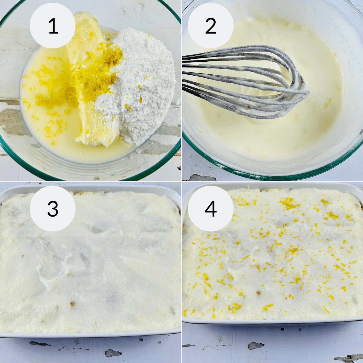 Preparing the lemon frosting for the no bake ice box cake.