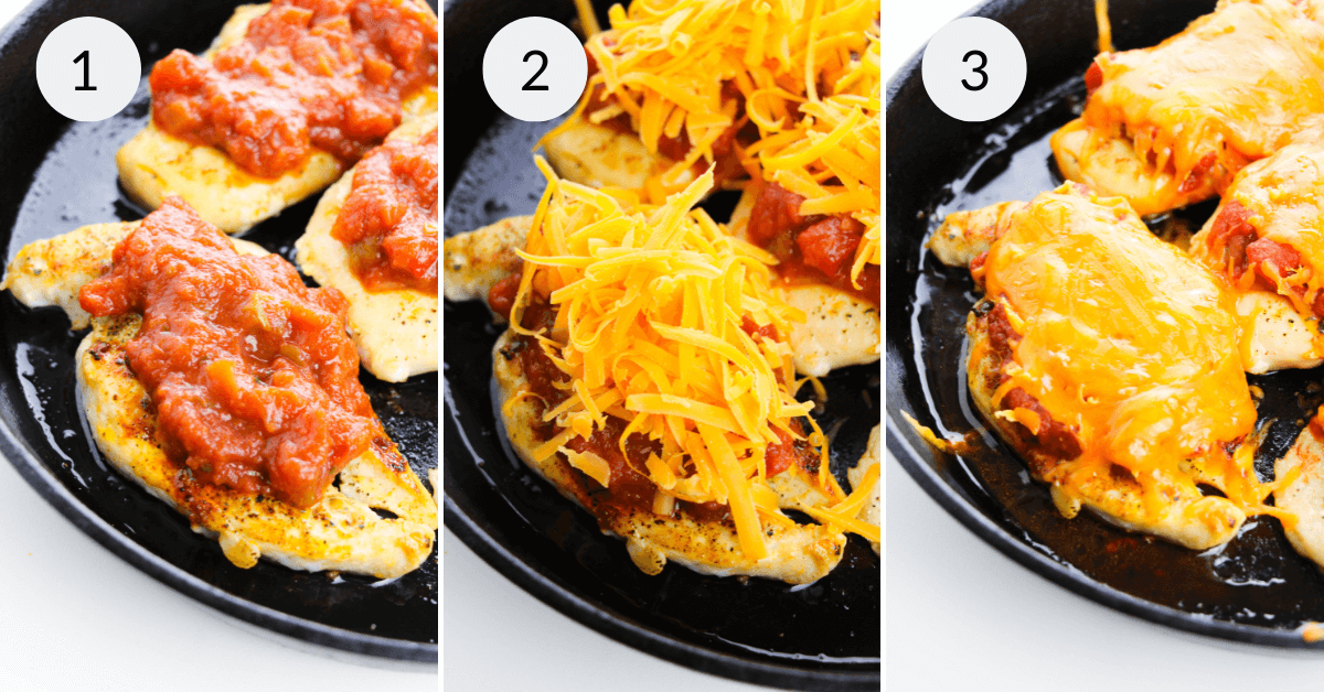 Step by step instructions for finishing salsa chicken. 