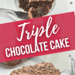 A top view and a side view of the triple chocolate dessert.