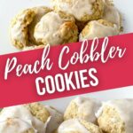 Two views of the peach cobbler cookies.