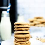 A stack of the bakery style arit fryer chocolate chip cookies.