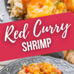 Two views of the red curry shrimp supper.