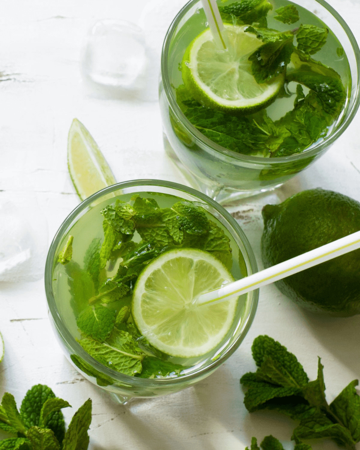 A top view of the bacardi cuban mojito.