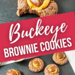 Two views of the buckeye brownie cookies.