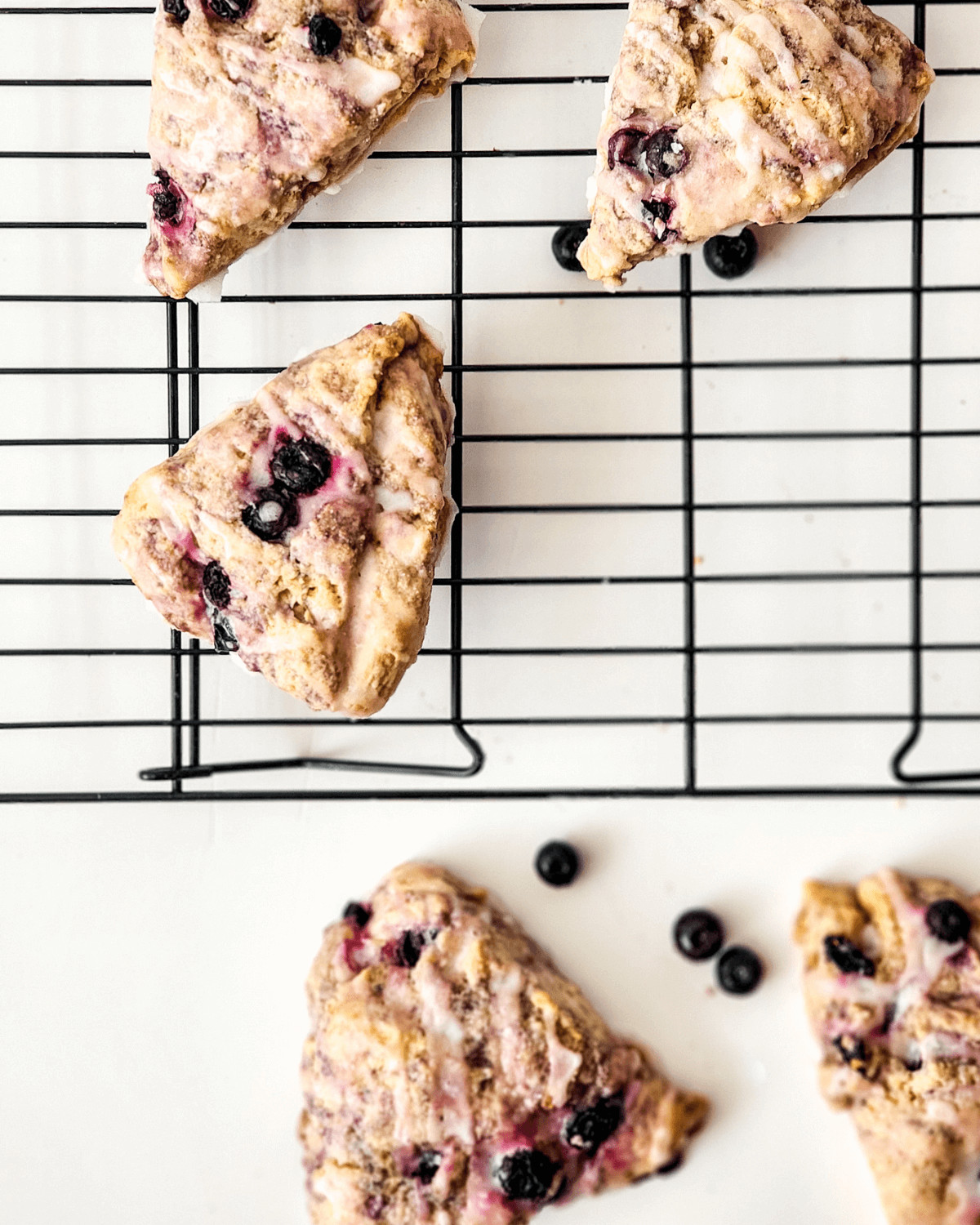 The Starbucks Blueberry Scones on a cooling rack.