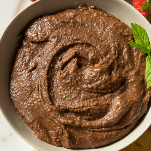 A bowl of dark chocolate hummus.