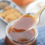 Texas bbq sauce on a spoon.