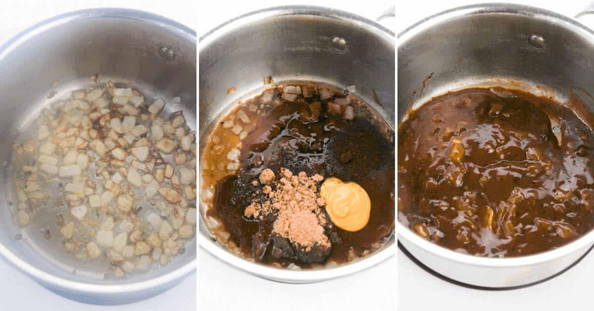 Mixing the ingredients for the sauce.