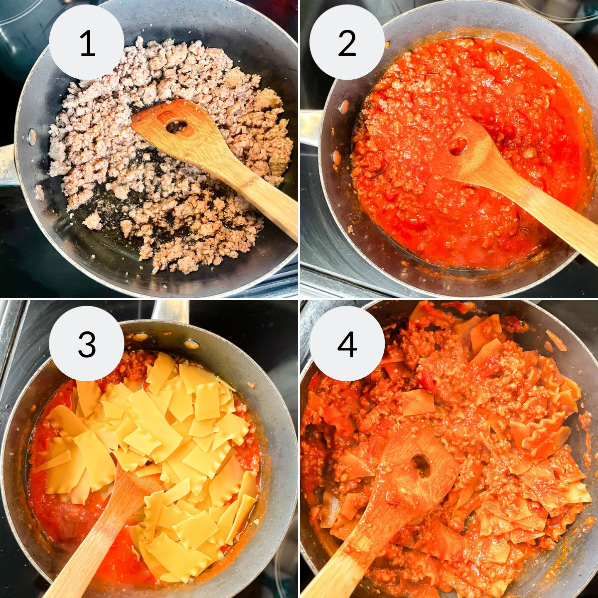 Preparing the ingredients for the skillet lasagna.
