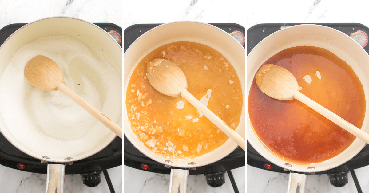 Cooking the caramel.