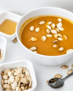 A turine of the finished dinner topped with the seeds.