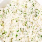 A white bowl of the flavorful side dish.