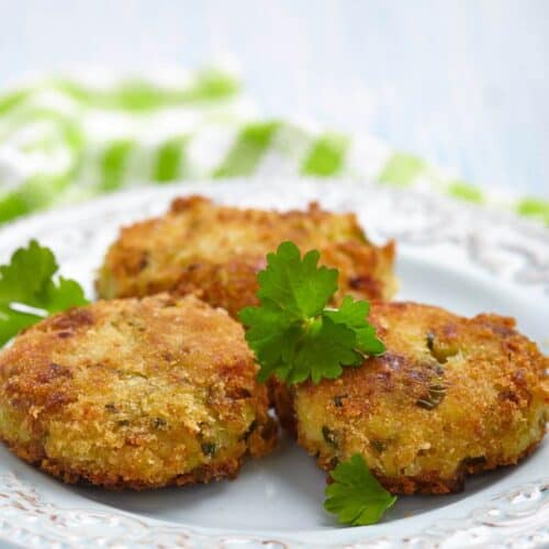 Three pesto tuna fish patties.