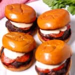 Four of the delicious sandwiches on a platter.